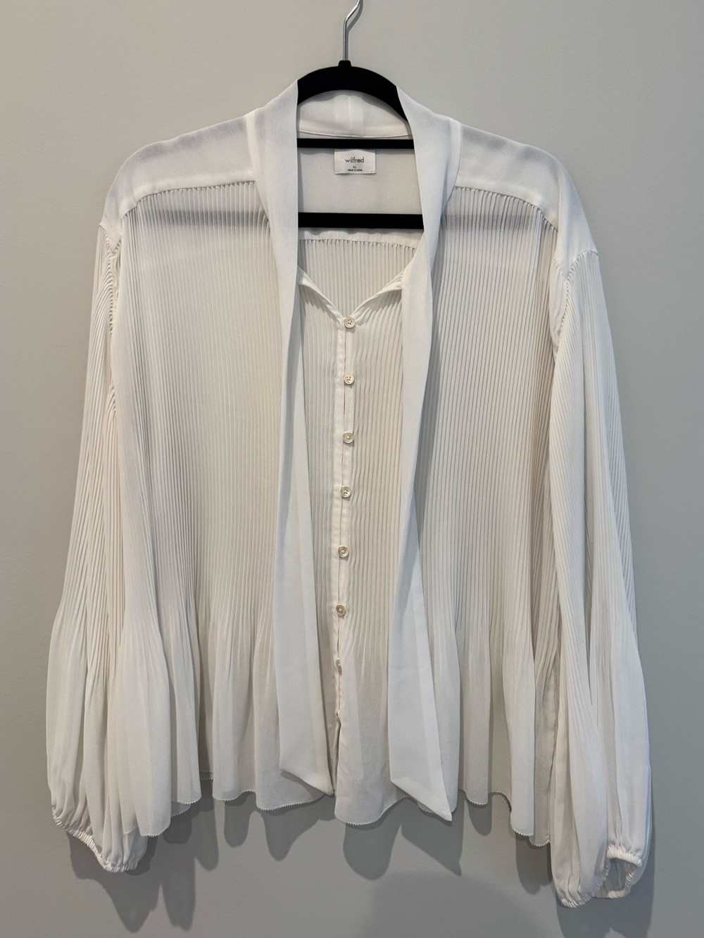 Aritzia Wilfred Barbara Pleated Blouse, Light Birch, XL